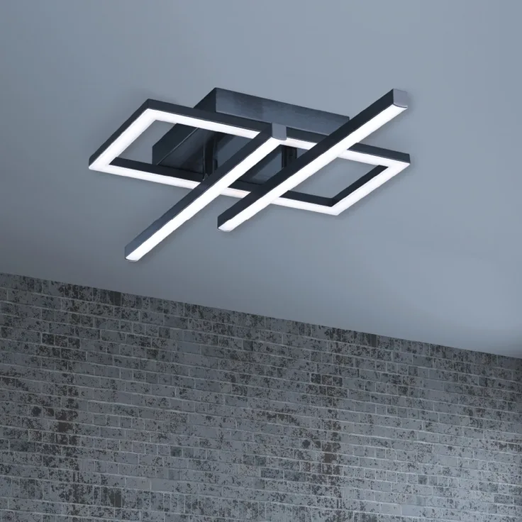 MeLiTec LED Deckenleuchte D133, schwenkbare Arme, nickel-matt : Schwarz