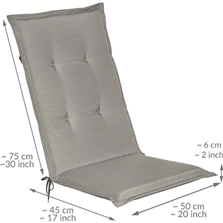 6er Set Beautissu Hochlehner Auflage Loft HL 120 x 50 x 6 cm Hellgrau – Bild 4