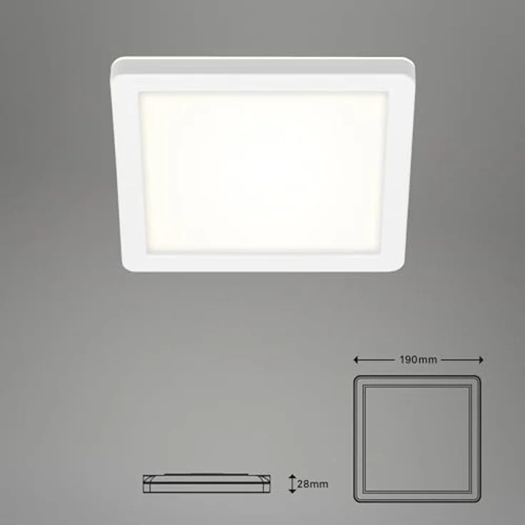 BRILONER LED Wandlampe, flach, mit indirektem Licht, neutralweiß, IP44, 8 Watt, 1200 Lumen, 19x19x2,8 cm, Weiß – Bild 5