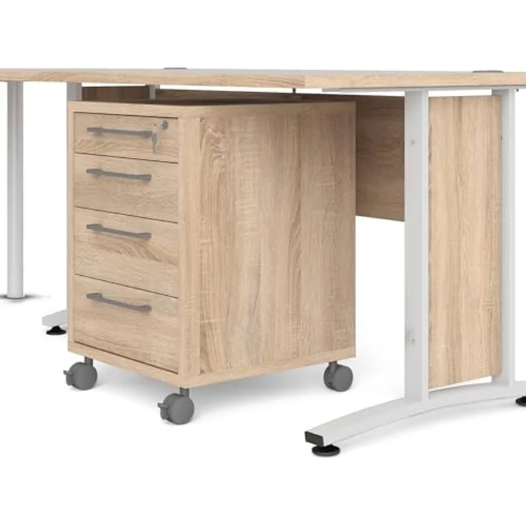 Dmora - Schreibtisch Mirella, Mehrzweckschreibtisch, Bürotisch für PC, Eckschreibtisch, 230x200 h75 cm, Eiche und Weiß – Bild 5