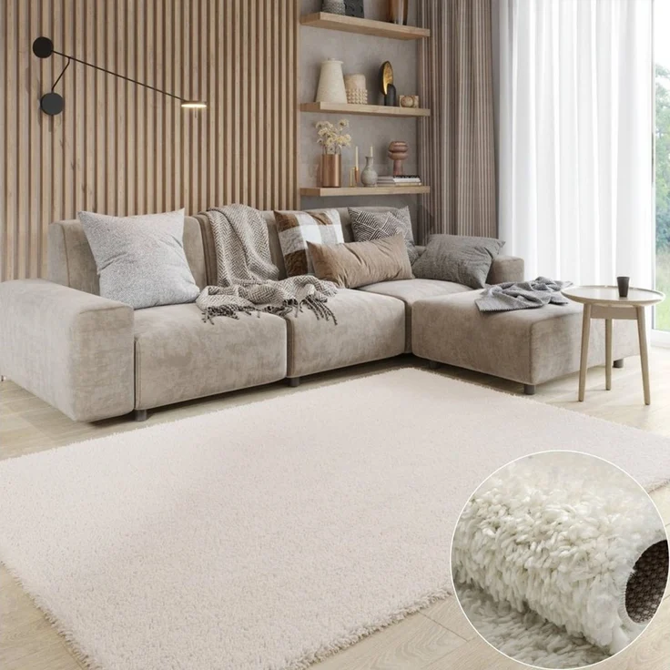 Wohnando Teppich MY-RUG Hochflorteppich Shaggy Star 250x80 cm, Läufer, Höhe: 38 mm, einfarbig, leicht glänzend, extra flauschig – Bild 5