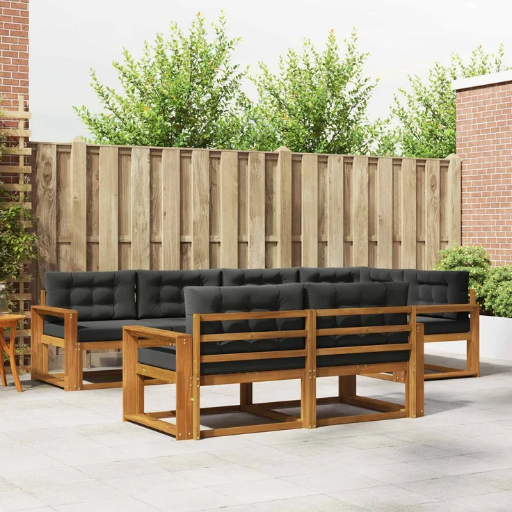 vidaXL Outdoor-Sofagarnitur 8 stk. 7-Sitzer Natur und Anthrazit 3367725 – Bild 1