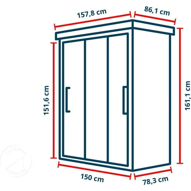 GFP Primeyard Geräteschrank Metall 150x78x161 cm Gartenschrank Schiebetür anthrazit inkl. Fußboden – Bild 9