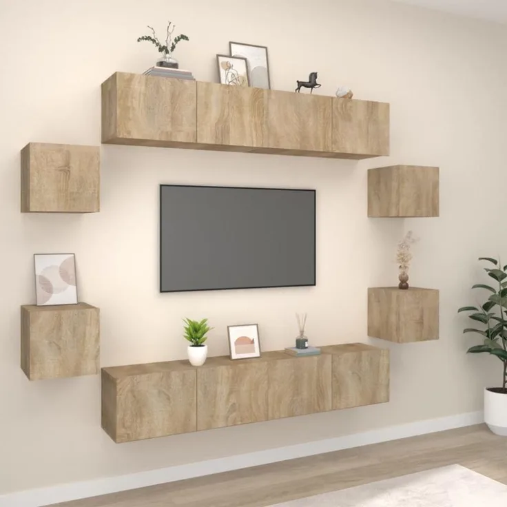 8-tlg. TV-Schrank-Set Sonoma-Eiche Holzwerkstoff [3114216]