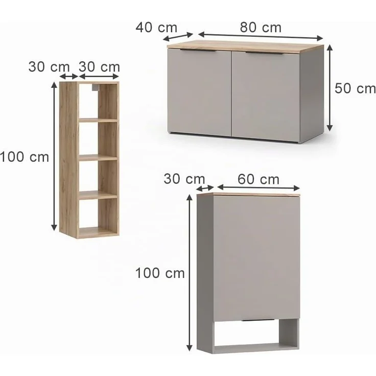 Wohnwand Wido Greige 5 Teile Vicco – Bild 2