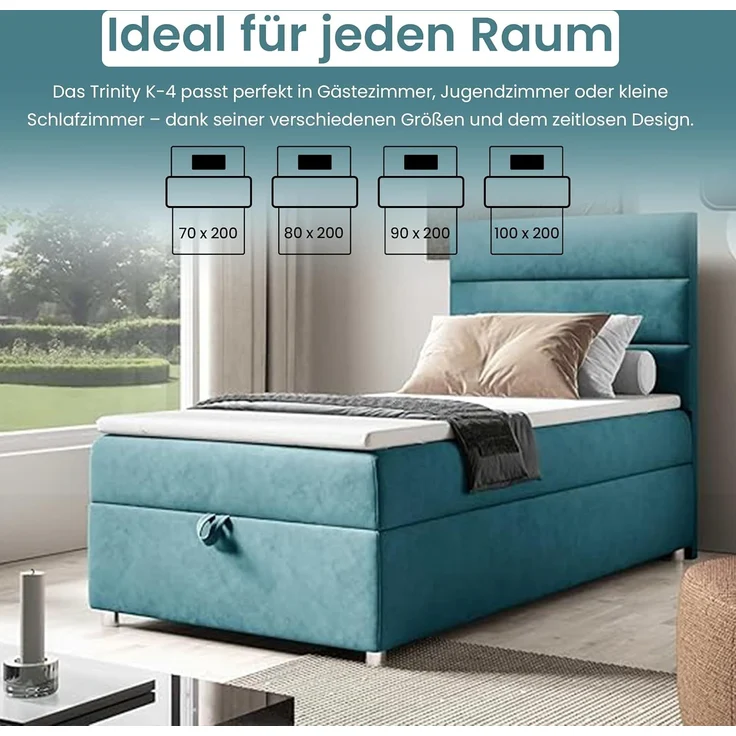 Best For Home Box Spring Bed with 7-Zone Bonell Spring Mattress, Box Spring Bed with Mattress and Storage Space – Bild 4