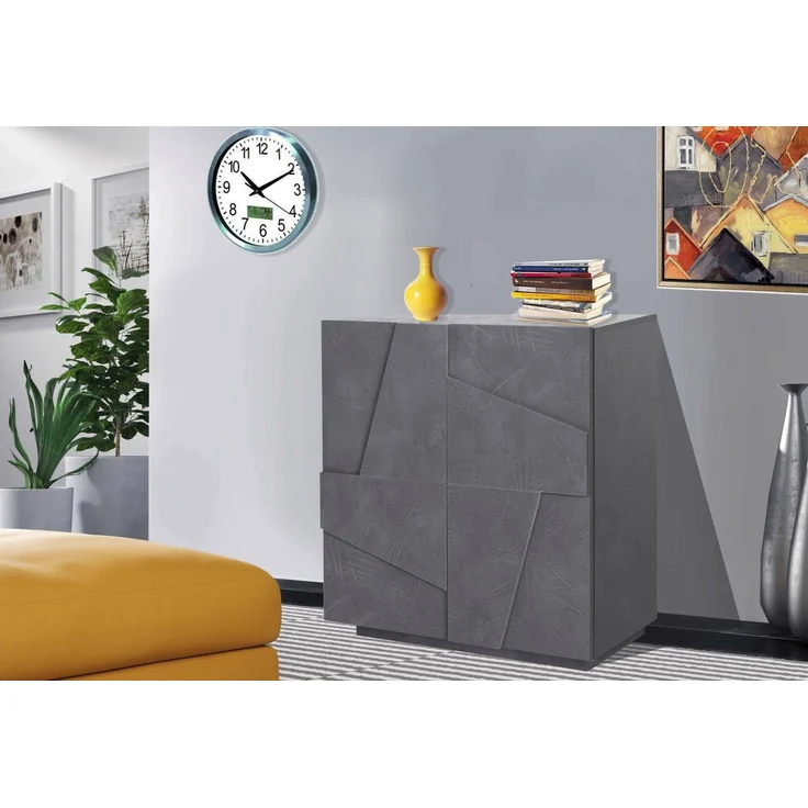 Dmora - Kommode Raoul, Küchen-Sideboard mit 2 Türen, Wohnzimmer-Buffet, 100 % Made in Italy, 81 x 44 x 86 cm, Schiefer, – Bild 1