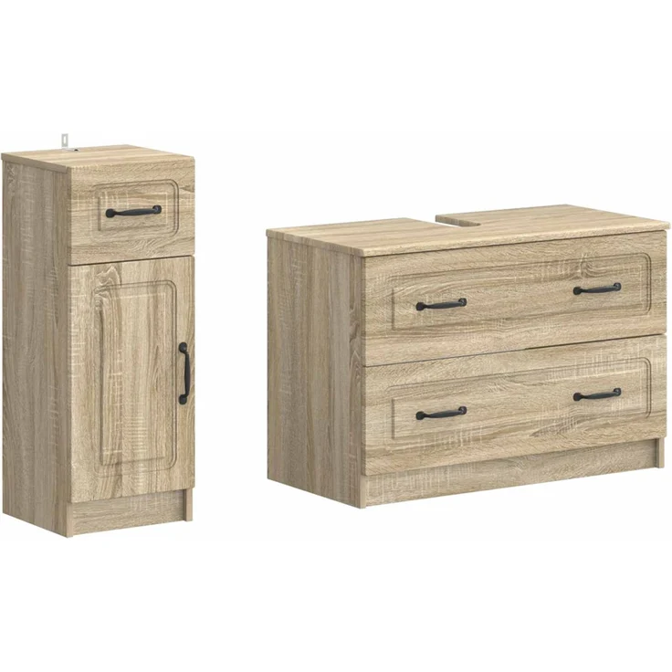 vidaXL 2-teiliges Badezimmer Schrank Set UTRECHT Sonoma-Eiche 3417731 – Bild 2