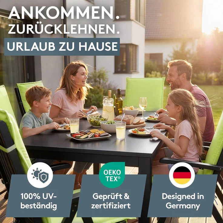 LILENO HOME Gartenstuhl Auflagen [1er Set - Hochlehner] in Rot - bequeme Liegen als Sitzauflagen für Gartenmöbel - Stuhlkissen für Gartenstühle und Klappstühle MIA – Bild 6