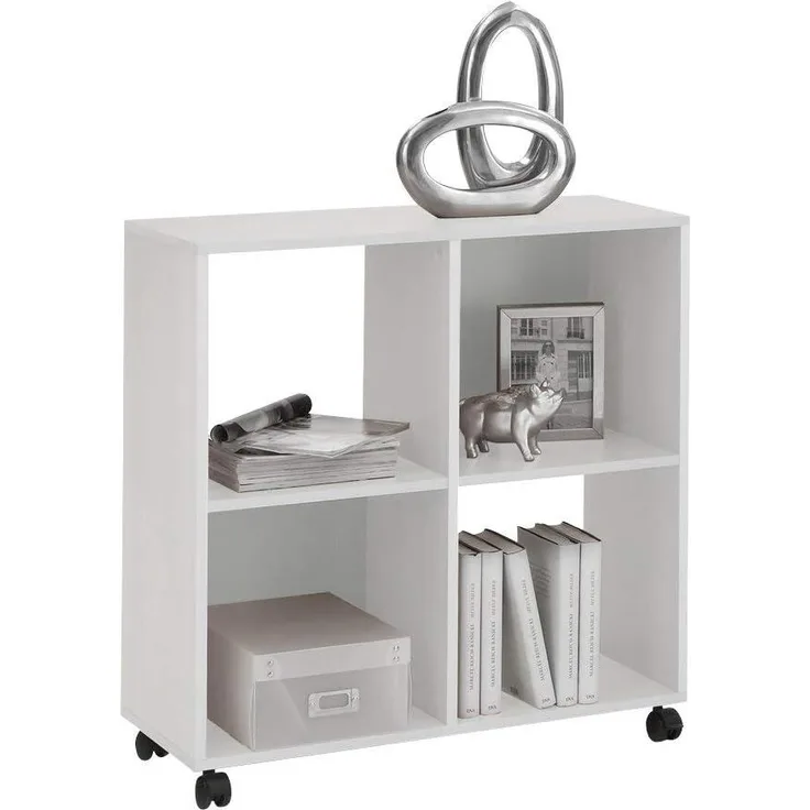 Roll-Regal Philipp mit 4 große Fächern B 72 cm H 78 cm T 33 cm weiß