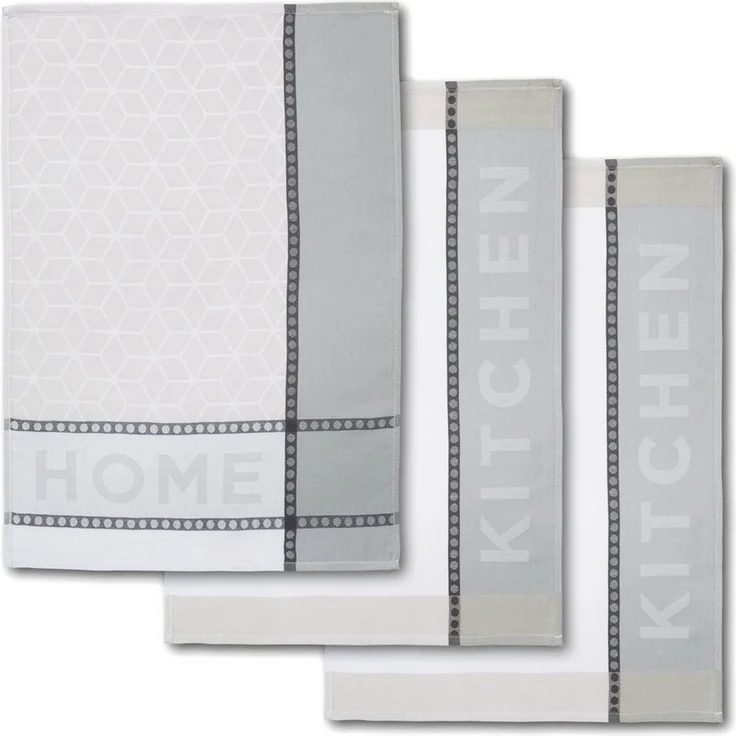 Dyckhoff Geschirrtuch HOME & KITCHEN, Maße je Tuch ca. 50x70 cm, aus 100% Baumwolle, (Set, 3-tlg), mit zwei verschiedenen Motiven – Bild 5