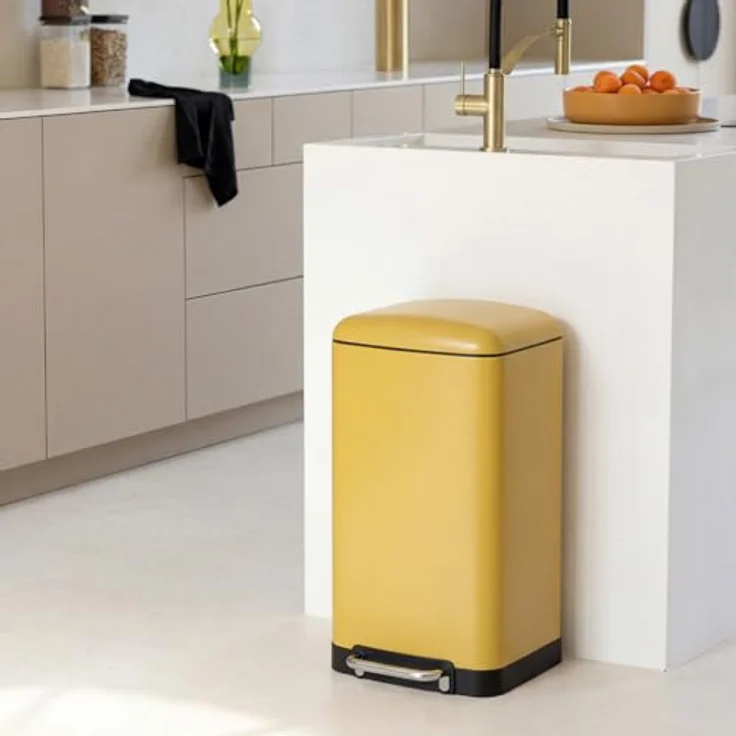 5 five simply smart Cestino in metallo 30 l Ariane, Kosmetikeimer mit Fußpedal, herausnehmbarem Eimer und Soft-Close-Mechanismus, arancione chiaro – Bild 2