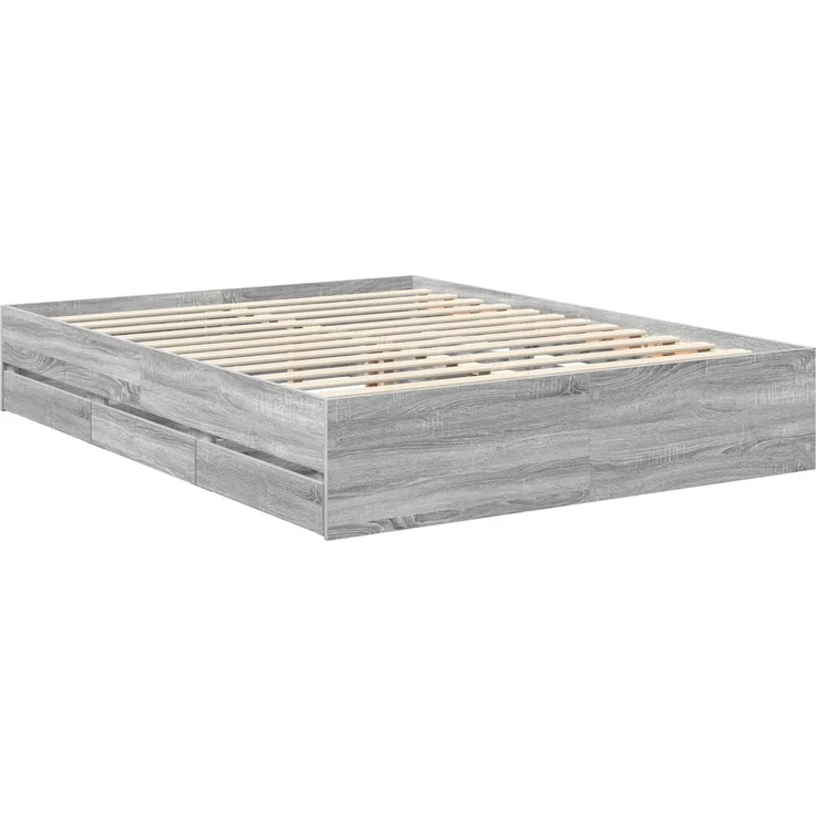 vidaXL Bettrahmen Graues Sonoma 150 x 200 cm Ingenieurs Holz 3411498 – Bild 5