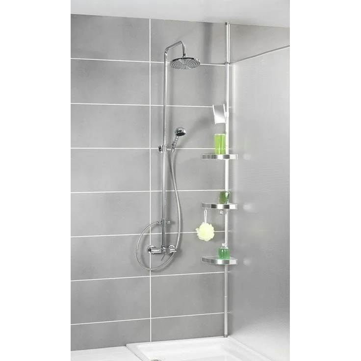 WENKO Duschablage Premium, 3 Ablagen, 1 Spiegel