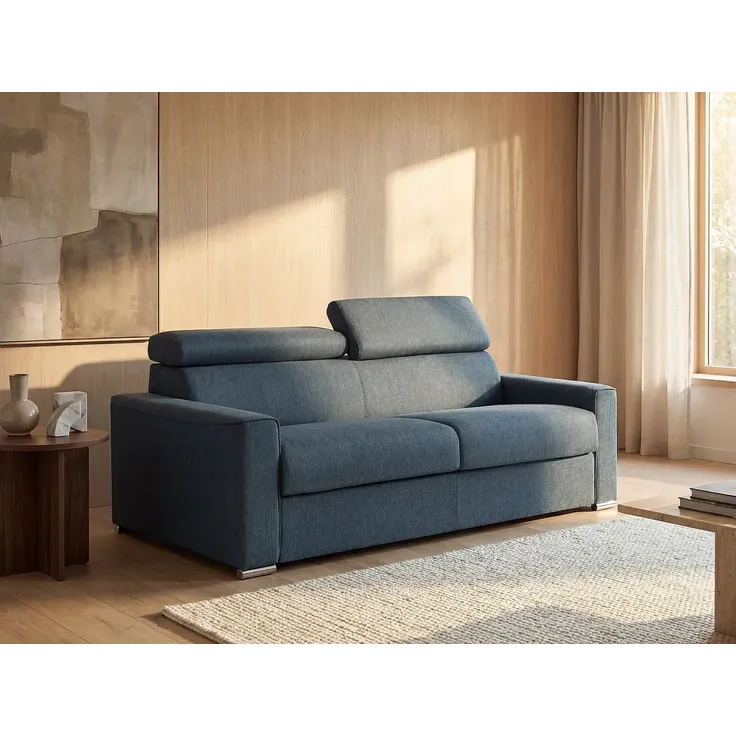 Vente-unique - VIZIR Sofa Stoff Blau - B 223 cm94 cm x H 110 cm95 cm x L 216 cm