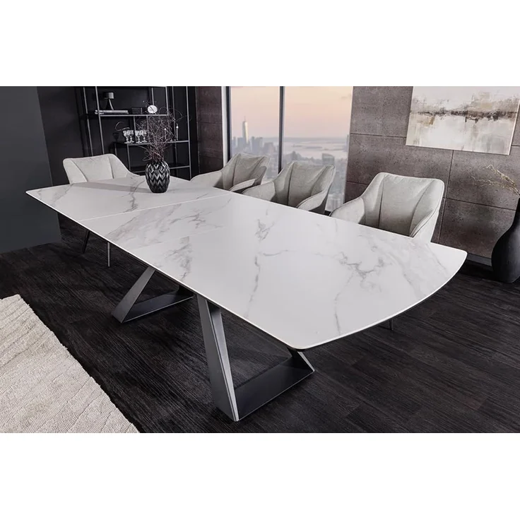 riess-ambiente Esstisch CONCORD 180–230cm weiß Keramik – ausziehbar, schwarzes Gestell (Einzelartikel, 1-St), verlängerbarer Tisch, modernes Design, Platz für bis zu 10 Personen – Bild 5