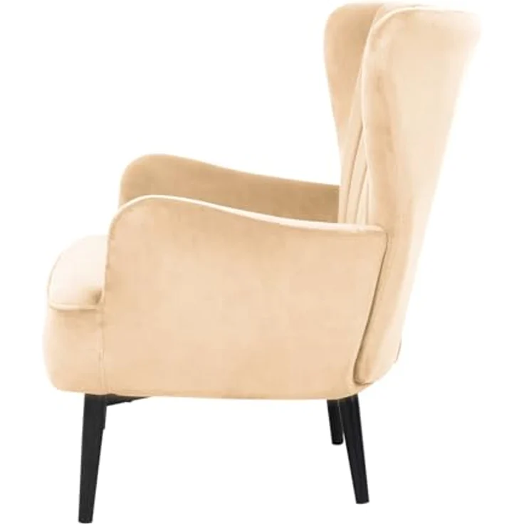SVITA ARTHUR Ohrensessel Sessel Relaxsessel Modern Gepolstert Samt Hellbraun – Bild 6