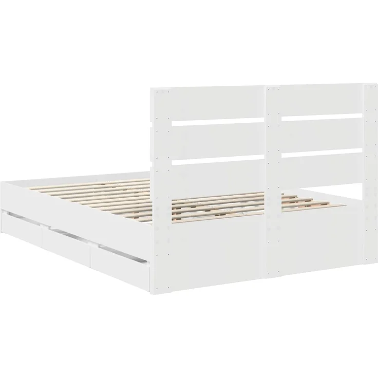 vidaXL Bettrahmen mit Schubladen Weiß 150 x 200 cm Ingenieurs Holz 3411823 – Bild 10