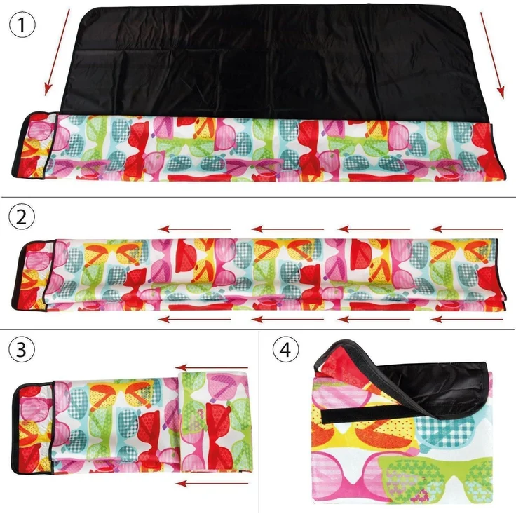 Bc Agentur Picknickdecke wasserabw. mit Fotodruck, Sunglasses-Design, Stranddecke, Kofferraumunterlage, Campingdecke, 80x120 cm – Bild 3