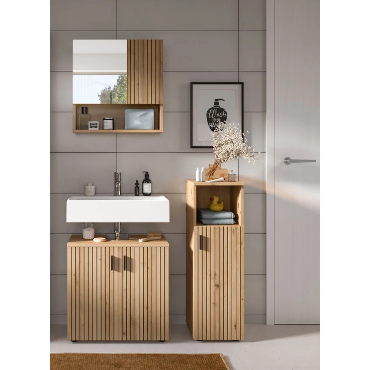 Badkombination B/H/T: 105x180x30 cm in Artisan Oak Nachbildung und -- – Bild 6