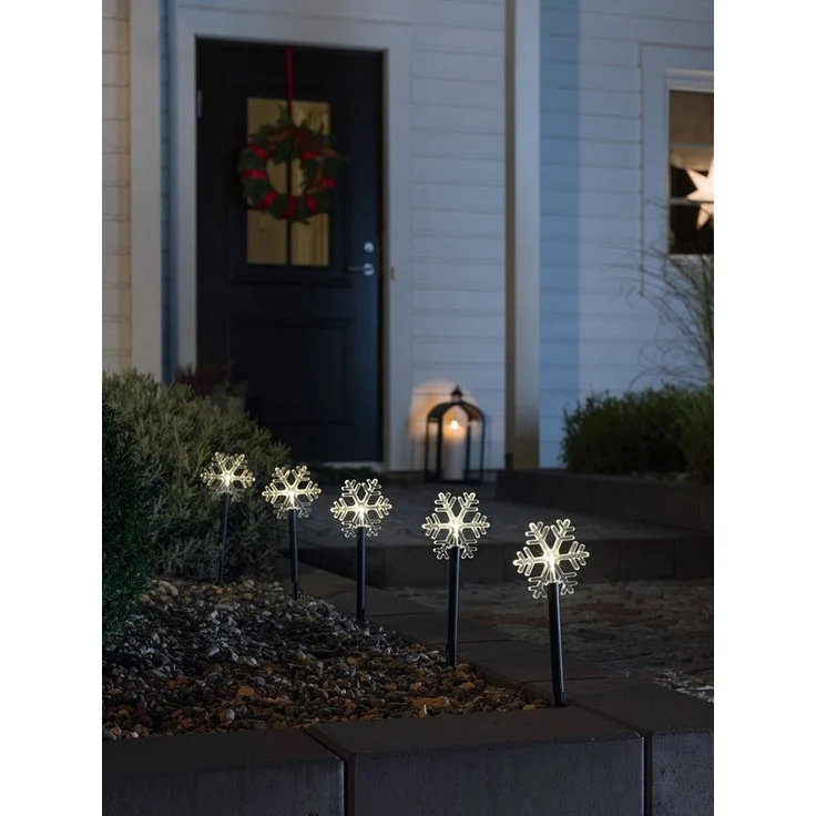 KONSTSMIDE LED Gartenleuchte Weihnachtsdeko aussen, LED fest integriert, Warmweiß, LED Spiessleuchte mit 5 Schneeflocken, 5 warm weiße Dioden – Bild 1