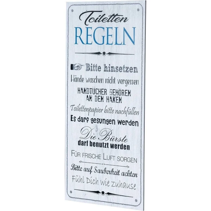 Levandeo® Wandbild, Wandbild 20x40 cm Toilettenregeln Bad Spruch Deko Wandschild Bild – Bild 1