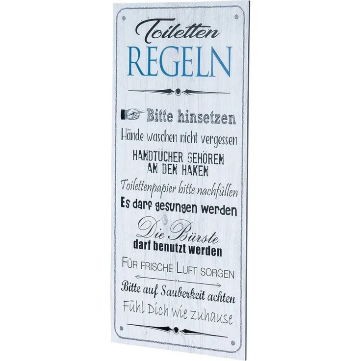 Levandeo® Wandbild, Wandbild 20x40 cm Toilettenregeln Bad Spruch Deko Wandschild Bild