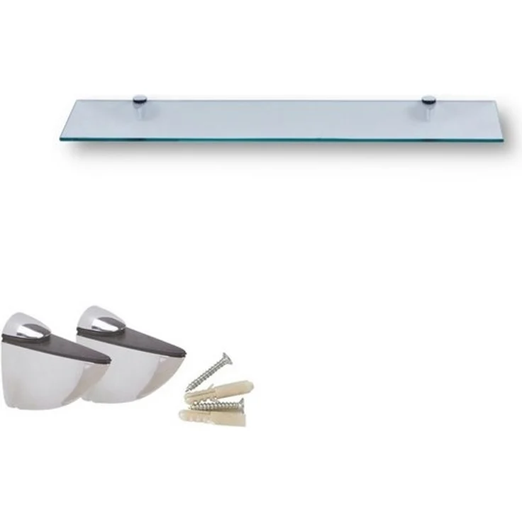 HOOZ Wandregal aus Sicherheitsglas mit Halterung - Klarglas - 40 x 18 x 0,6 cm, 1-tlg, mit geschliffenen Kanten – Bild 4