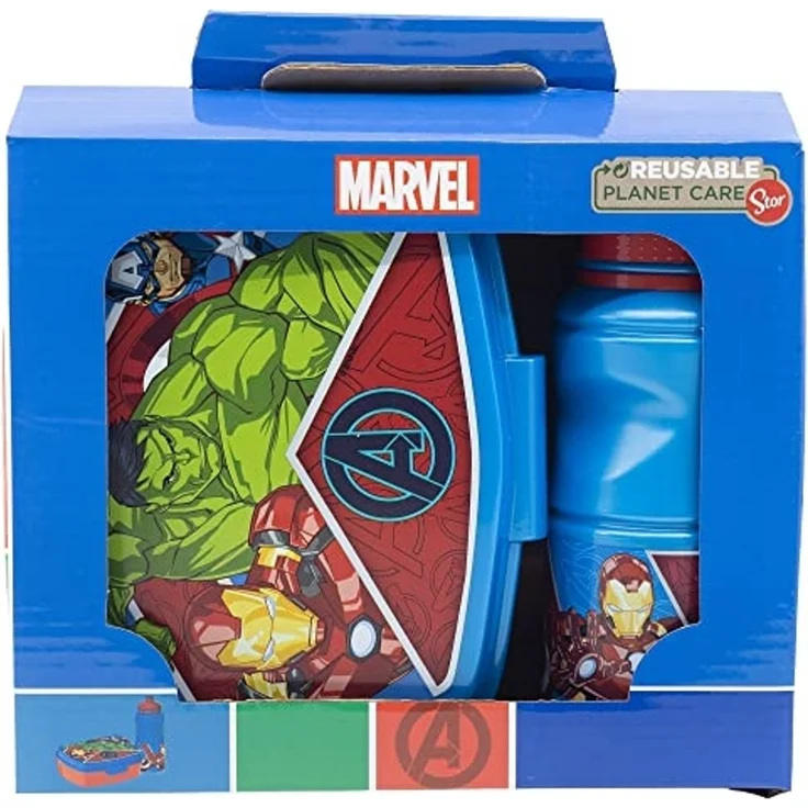 Pausen Set Marvel Avengers 2tlg. Brotdose und Trinkflasche Geschenkset – Bild 2