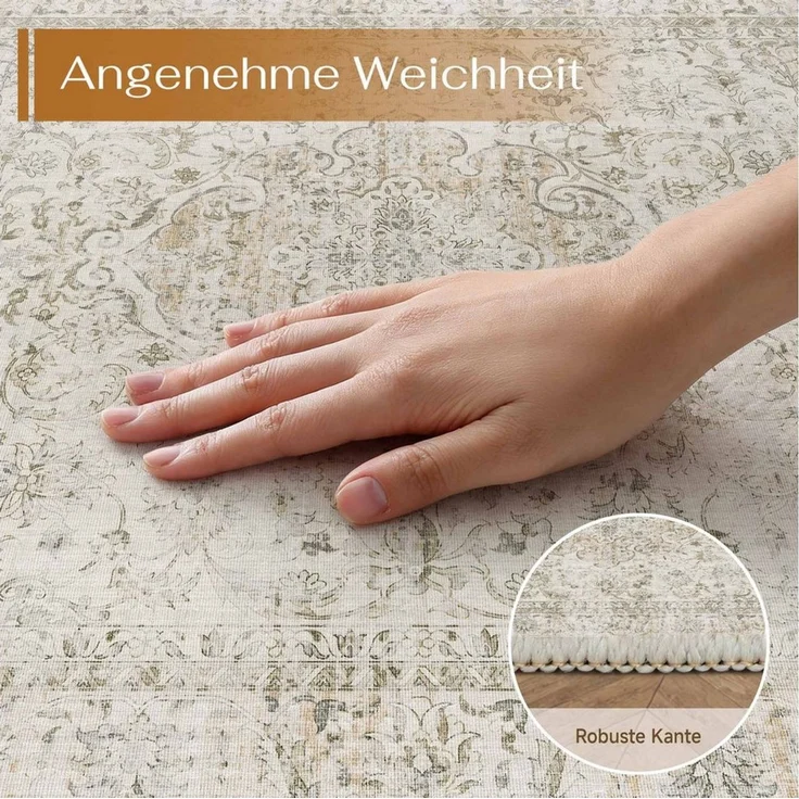 PURECOZY Teppich Kurzflor, Vintage Boho Teppich, rutschfest und pflegeleicht, rechteckig, Höhe: 6.1 mm, geeignet für verschiedene Innenräume, 60×180 cm – Bild 4