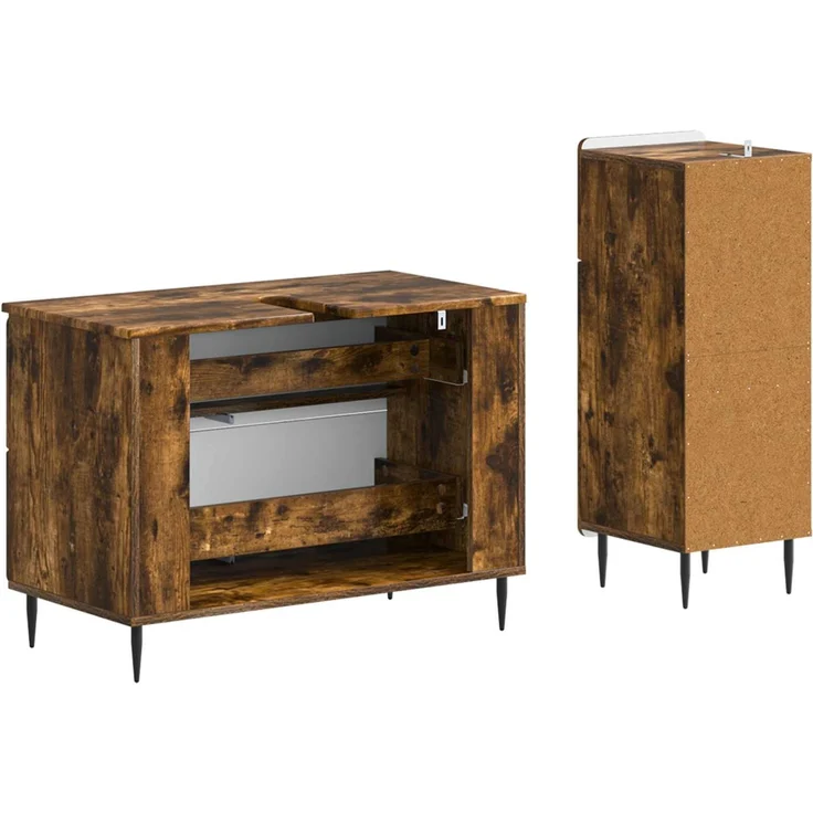 vidaXL 2-teiliges Badezimmer Schrank Set ZWOLLE Raucheiche 3417680 – Bild 6