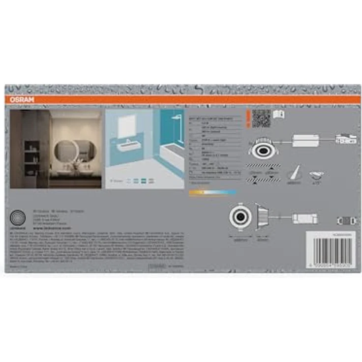 Osram Spot Set LED Einbaustrahler DIM IP44 4,9W Chrom, 3er Set Badezimmer dimmbar schwenkbar, warmweiß 2700K – Bild 4