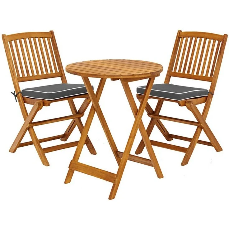 COSTWAY Balkonset, (3-tlg), klappbar, mit Sitzkissen, Akazienholz 2 Personen – Bild 4