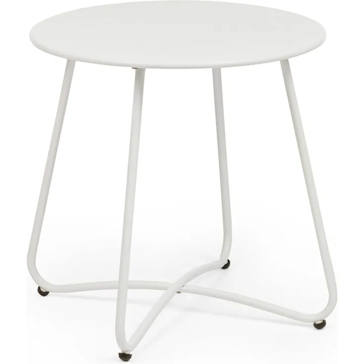 Gartenbeistelltisch Nistas aus Metall, modern rund, Weiß, Ø 45 cm, outdoor geeignet