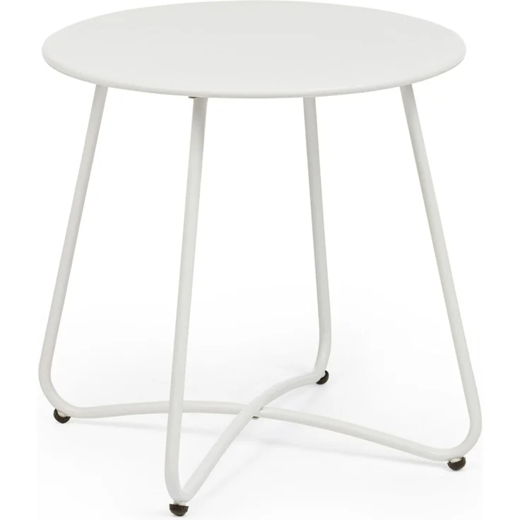 Gartenbeistelltisch Nistas aus Metall, modern rund, Weiß, Ø 45 cm, outdoor geeignet
