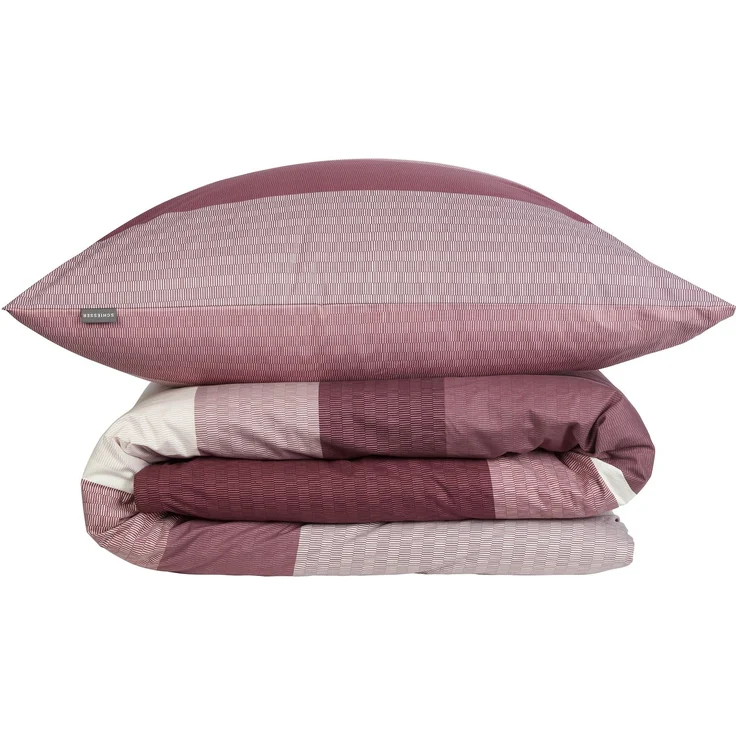 Schiesser Bettwäscheset Endy Stripes - Renforcé - 2-teilig - 135 x 200 cm - Beere – Bild 1