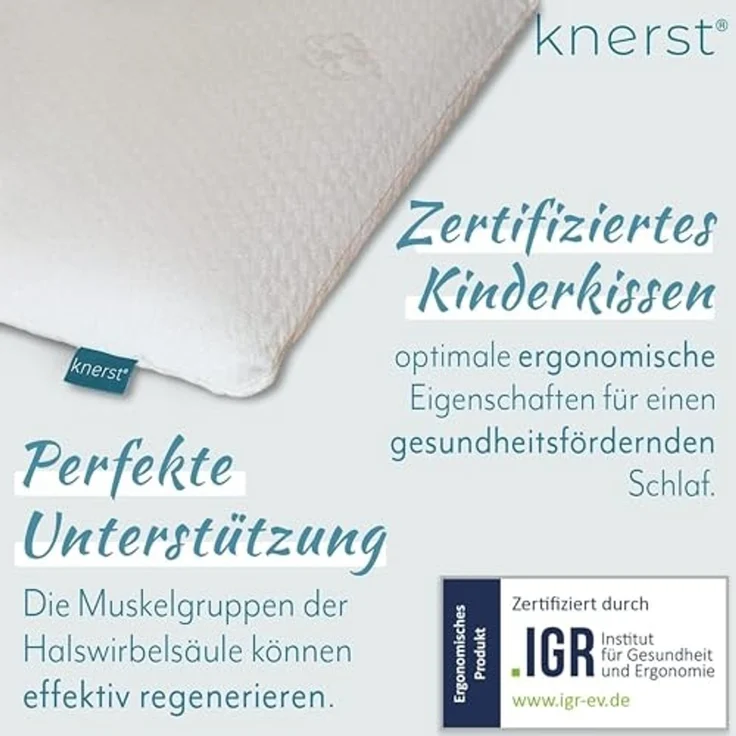 KNERST Kopfkissen Kinderkissen Memory Schaum 2-5 Jahre u. 6-10 Jahre, Füllung: CosyPUR Memory Gedächtnisschaum, Seitenschläfer, Bauchschläfer, Rückenschläfer, perfekte Balance zwischen Unterstützung und Gemütlichkeit – Bild 2