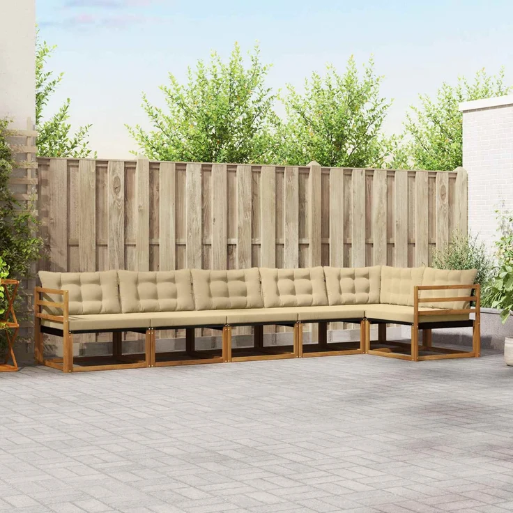 vidaXL Outdoor-Sofagarnitur 6 stk. 6-Sitzer Natur und Beige 3369496 – Bild 1