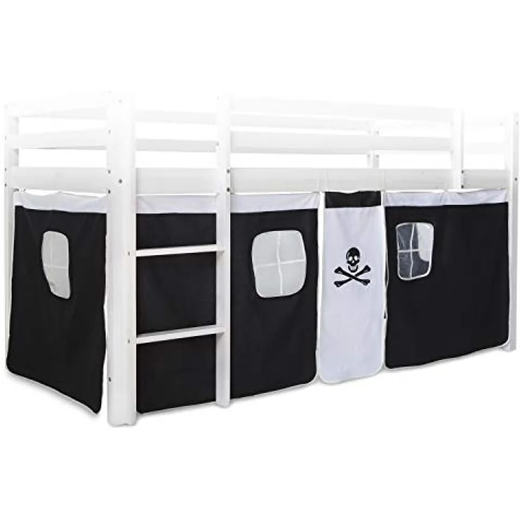 Bettumrandung Bettvorhang für Hochbett, Baumwolle Schwarz – Bild 1