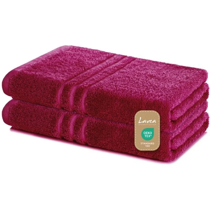 Lavea 2er Set Duschtuch 70x140 cm, Frottierserie Elena, Bordeaux – Bild 4