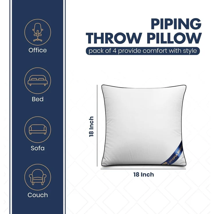 Utopia Bedding Kissen, Kissenfüllung für Bett und als Dekokissen, Sofakissen, Zierkissen für Couch (4, Weiß, 45x45 cm) – Bild 2
