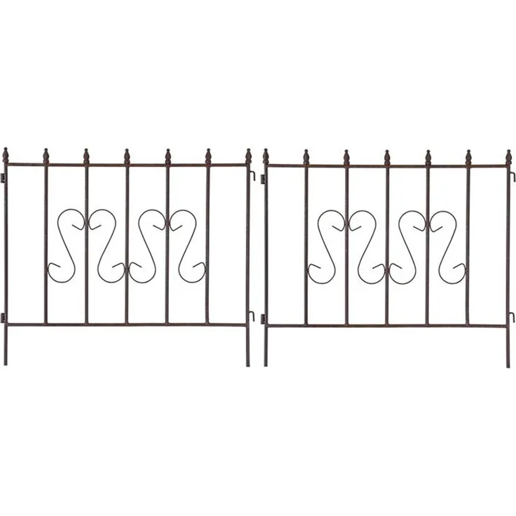 Schmuckzaun Metallzaun Gartenzaun 72x67 cm Zaunelemente 2er Set erweiterbar Rost