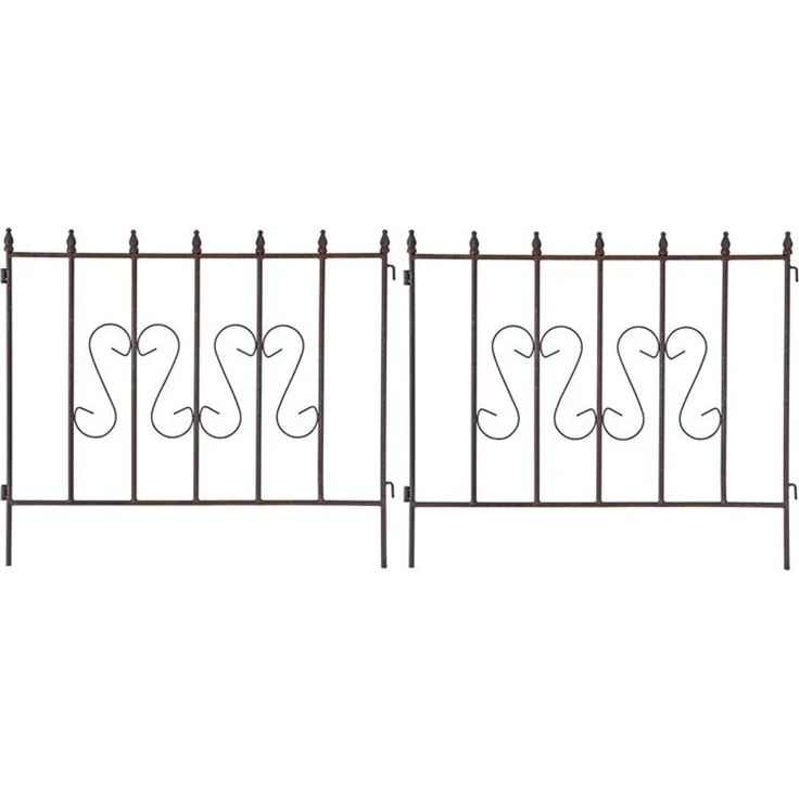 Schmuckzaun Metallzaun Gartenzaun 72x67 cm Zaunelemente 2er Set erweiterbar Rost – Bild 1