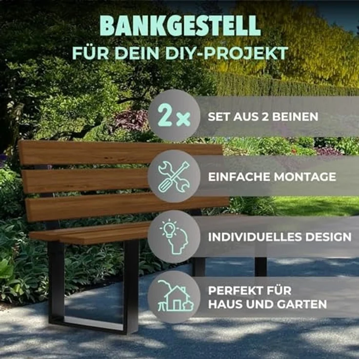 HAGO Tischbein HAGO24 Bankgestell Bankkufen Anthrazit hochwertige Bank Füße Stahl – Bild 2