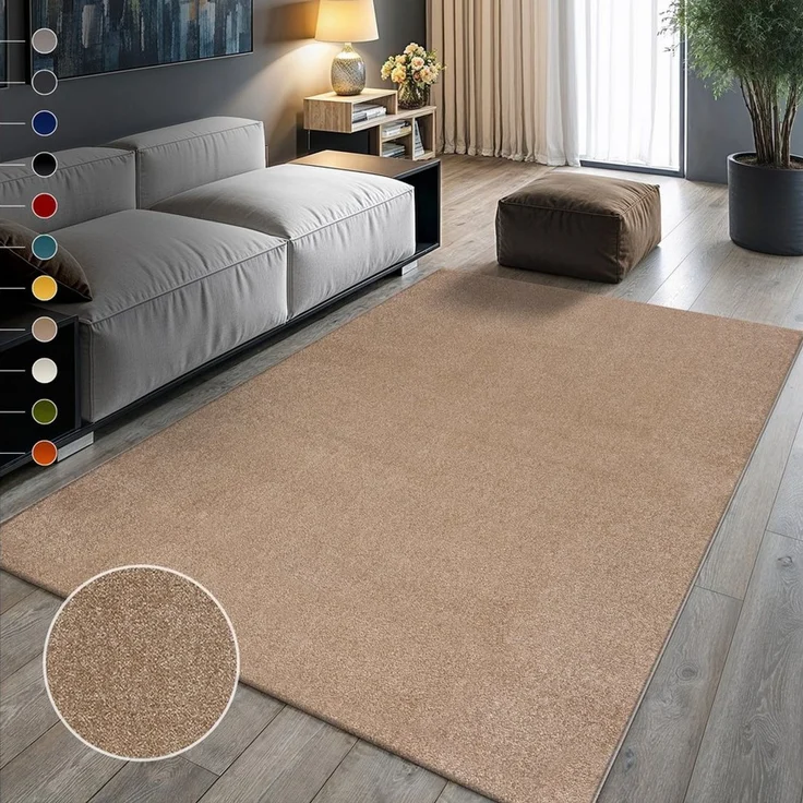 Sanat Teppich Uni, rechteckig, Höhe: 13 mm, robuster Kurzflorteppich, große Farbauswahl – Bild 1