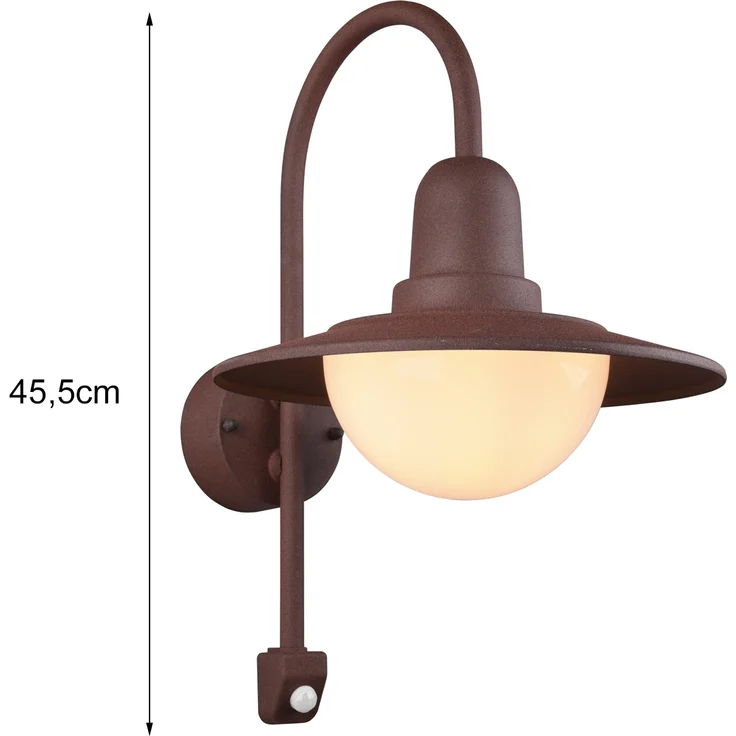 LED Außenwandleuchte mit Bewegungsmelder, Rostoptik, Höhe 45cm – Bild 4
