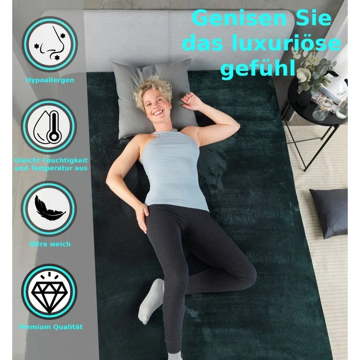 MALIKA® Premium warme Spannbettlaken Cashmere-Touch Bettlaken Jersey Fleece Spannbetttuch Laken, Farbe:Dunkelgrün, Größe:120x200 cm – Bild 2