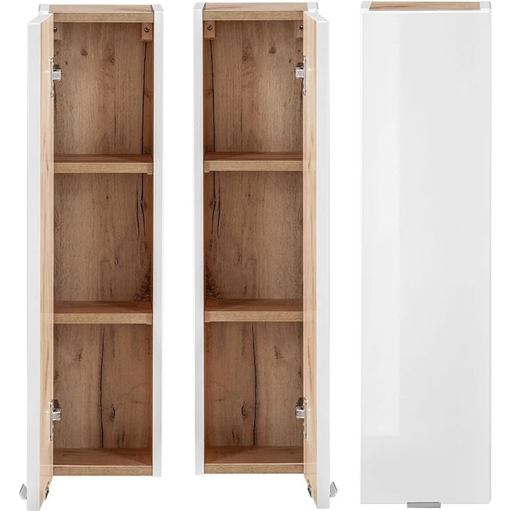 Badezimmer Hängeschrank TOSKANA-56 in Weiß-Hochglanz B/H/T ca. 20/75/16cm – Bild 4