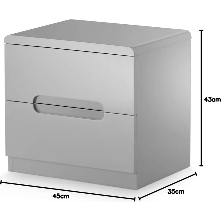 Julian Bowen Manhattan Nachttisch mit 2 Schubladen, grau – Bild 3