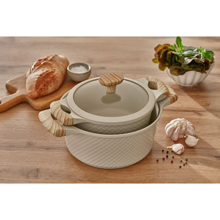 RESTO Kitchenware Bratentopf Ran, Kochtopf antihaftbeschichtet und spülmaschinenfest, Aluminiumguss (2-tlg), Geeignet für alle Herdarten, auch Induktion, im Geschenkkarton – Bild 2